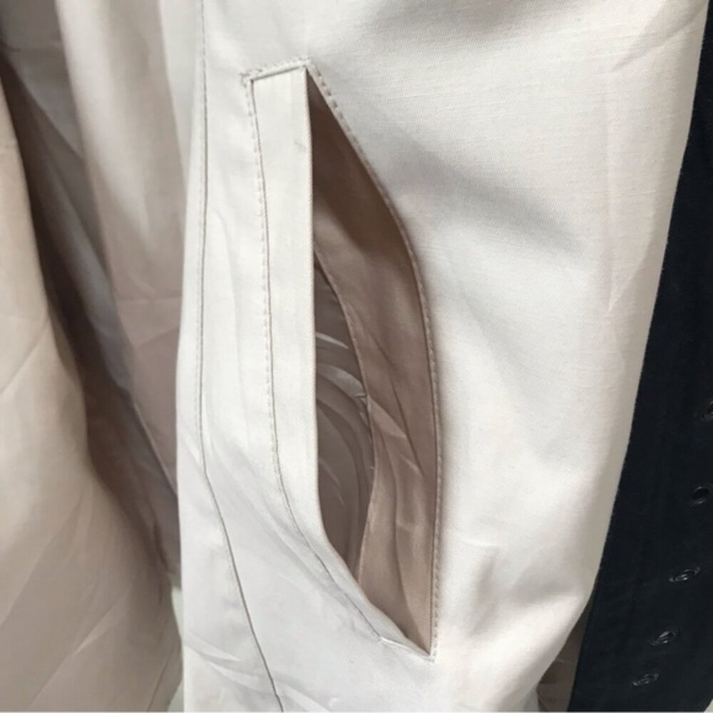 Betsey Johnson Ruffle Trench Lightweight Double Breasted Coat Cotton Tan Belt L - Picture 11 of 15